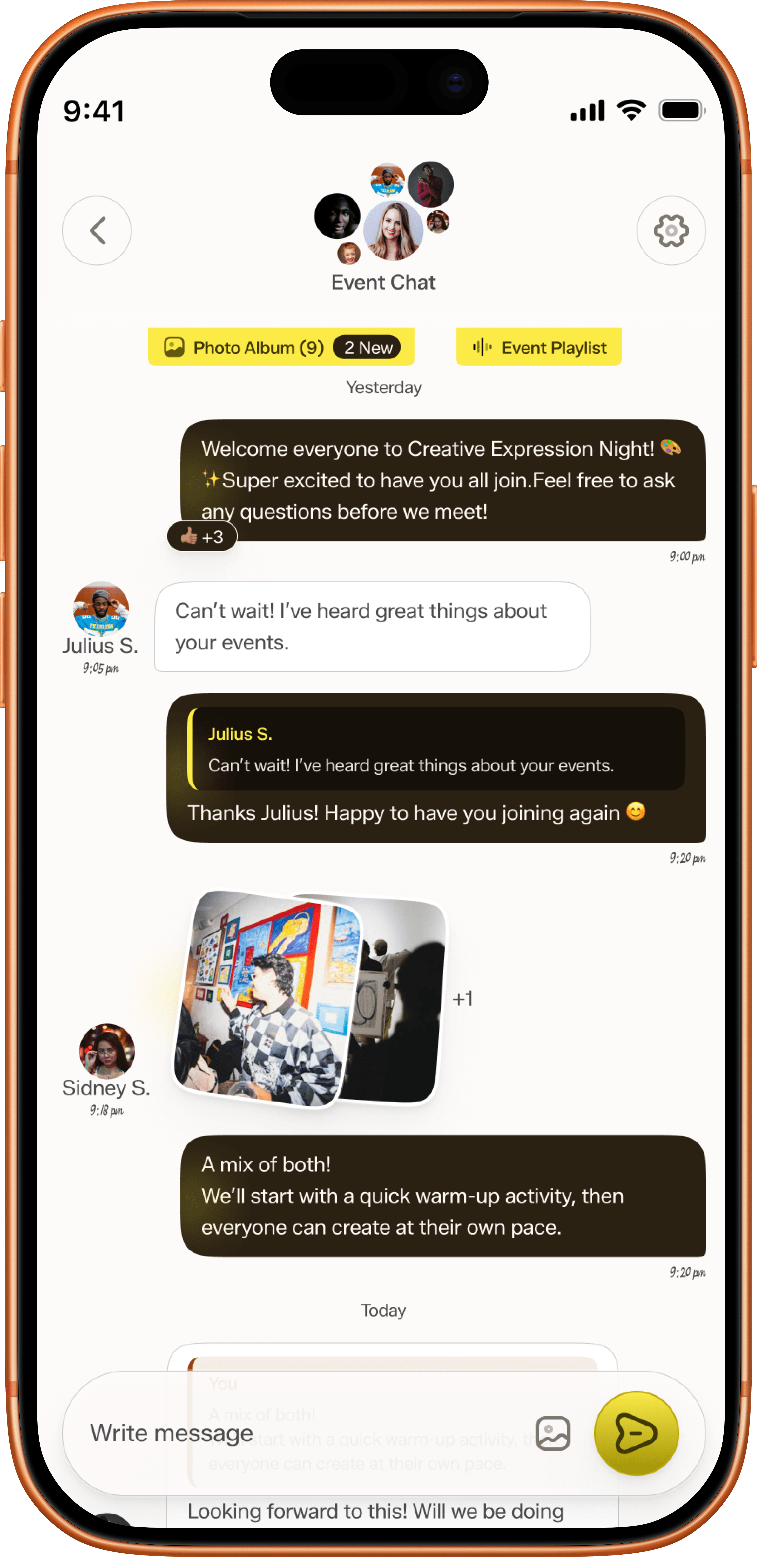 Location verification screen showing a pre-checked event venue